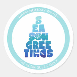 ビーチの海と挨拶 ラウンドシール