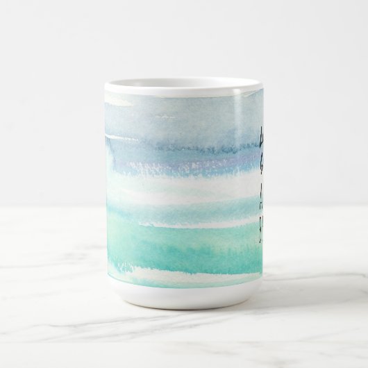 ビーチの海のテーマの装飾の水彩画のマグ コーヒーマグカップ (中央)