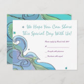 ビーチの海のバー バー ミツバの招待状返信カード 出欠カード (正面/裏面)