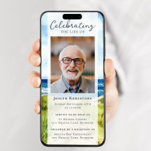 ビーチの海の写真の葬儀 デジタル招待状