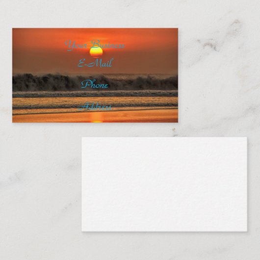 ビーチの海の波の日没 名刺 (正面/裏面)