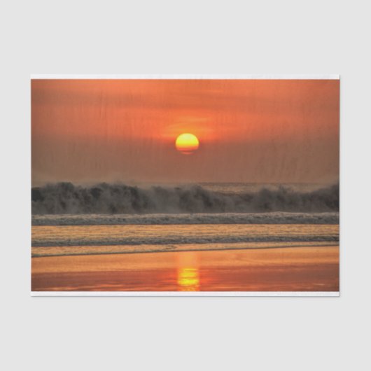 ビーチの海の波の日没 薄葉紙 (正面)
