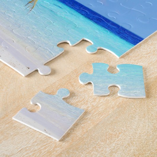 ビーチの海の海のヤシの木の休暇のビーチの生命 ジグソーパズル (側面)