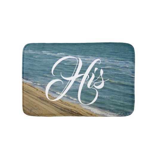 ビーチの海の砂の青い熱帯彼のまたは彼女の物Mr/Mrs バスマット (正面)