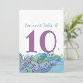 ビーチの海をテーマにしたバー・バット・ミツバの招待状返信カード 招待状 (スタンド正面)