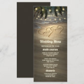 ビーチの海岸 ハート・イン・ザ・サンド 結婚式 メニューカード メニュー (正面/裏面)