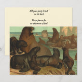 ビーチの海獅子たち、ヴィンテージの海洋生物動物 (正面/裏面)