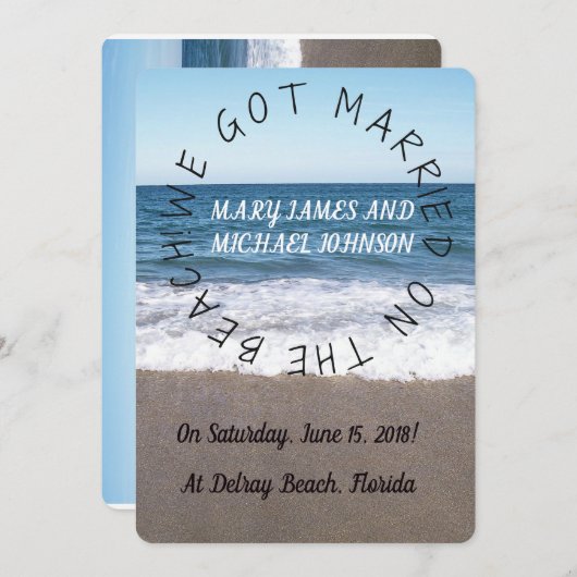 ビーチの海結婚発表 案内状 (正面/裏面)