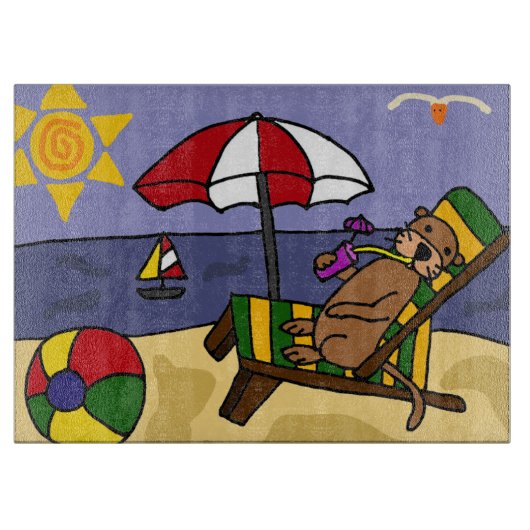 ビーチの漫画のおもしろいなラッコ カッティングボード (正面)