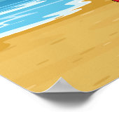 ビーチの灯台と幸せなカニ ポスター (角)