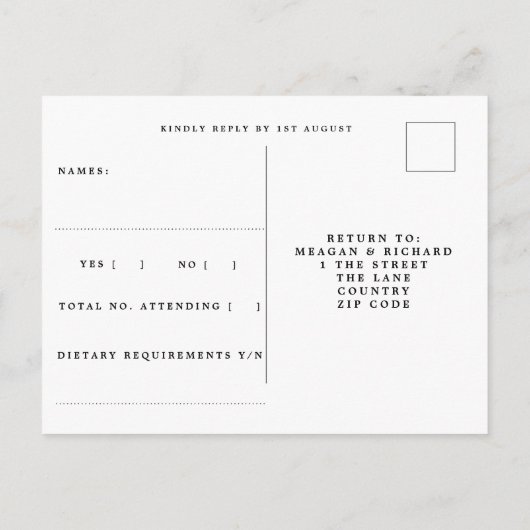 ビーチの熱帯アロハ結婚式のrsvpの郵便はがき インビテーションポストカード (裏面)