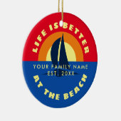 ビーチの熱帯クリスマスの方が生活が良い セラミックオーナメント (右)