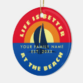 ビーチの熱帯クリスマスの方が生活が良い セラミックオーナメント (左)