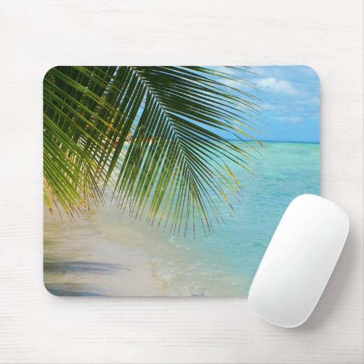ビーチの熱帯ヤシの木そして海 マウスパッド (マウス)