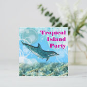 ビーチの熱帯島の誕生会 招待状 (スタンド正面)