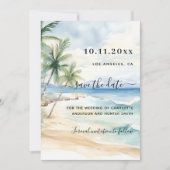 ビーチの熱帯結婚式は日付を保存 セーブザデート (正面)