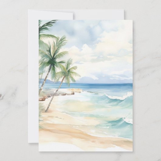 ビーチの熱帯結婚式は日付を保存 セーブザデート (裏面)