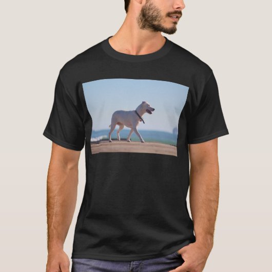 ビーチの犬 Tシャツ (正面)