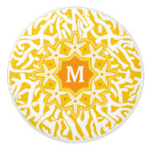 ビーチの珊瑚礁のヒトデのモノグラムの明るい黄色 セラミックノブ (正面)