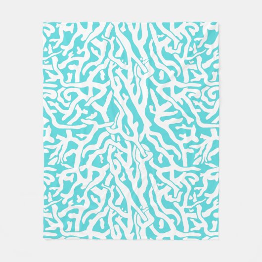 ビーチの珊瑚礁パターン航海ので白い水の青 フリースブランケット (正面)