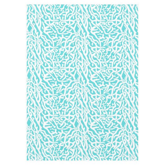 ビーチの珊瑚礁パターン航海ので白い青 テーブルクロス (正面)