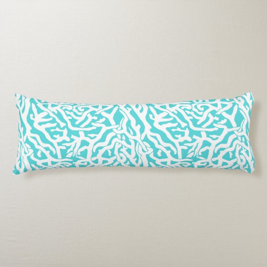 ビーチの珊瑚礁パターン航海ので白い青 ボディピロー (正面)