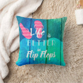 ビーチの生命はビーチサンダルでよりよいです クッション (ブランケット)