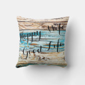 ビーチの生命幸せな妻の豊かな生活の板の装飾用クッション クッション (裏面)