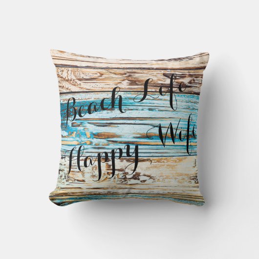 ビーチの生命幸せな妻の豊かな生活の板の装飾用クッション クッション (正面)