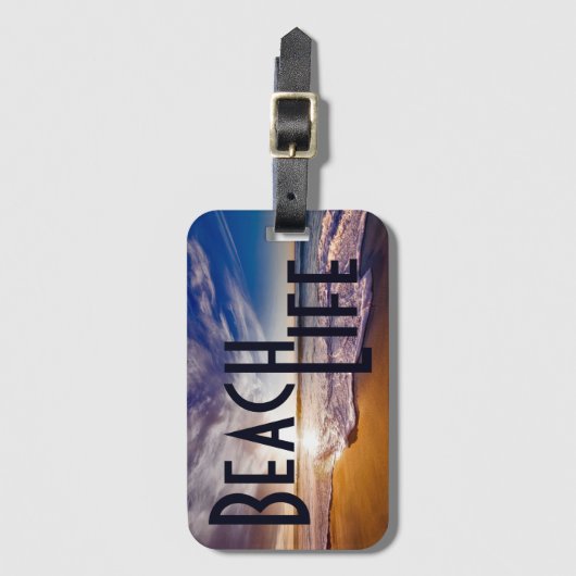 ビーチの生命波が付いている金砂浜 ラゲッジタグ (正面縦)