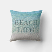 ビーチの生命熱帯砂浜の青緑 クッション (裏面)