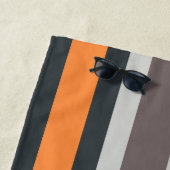 ビーチの生命黒の灰色のオレンジ縞模様 ビーチタオル (インサイチュ)