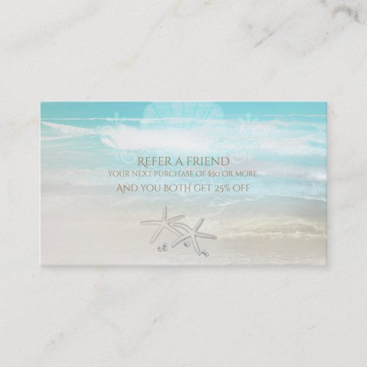 ビーチの白いヒトデエレガントの夏の友人を参照 紹介カード (正面)
