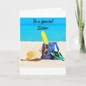 ビーチの皆様へのお見舞い*特別シスター*誕生日  カード (正面)