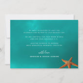 ビーチの目的地の結婚式のヒトデのカスタム写真 サンキューカード (裏面)