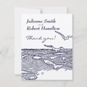 ビーチの目的地の結婚式 サンキューカード (正面)