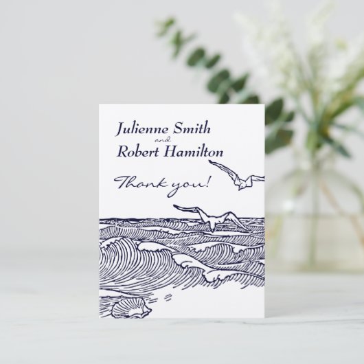 ビーチの目的地の結婚式 サンキューカード (スタンド正面)