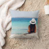 ビーチの眺めの写真の枕 クッション (ブランケット)