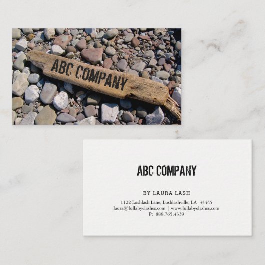 ビーチの石造りの石の流木の名刺 名刺 (正面/裏面)