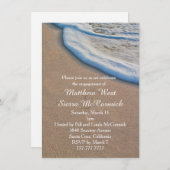 ビーチの砂と海の泡のウェディングエンゲージメントパーティー 招待状 (正面/裏面)