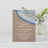 ビーチの砂と海の泡のウェディングエンゲージメントパーティー 招待状 (スタンド正面)