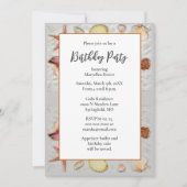 ビーチの砂と貝殻の誕生日パーティー 招待状 (正面)