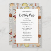 ビーチの砂と貝殻の誕生日パーティー 招待状 (正面/裏面)