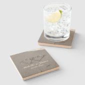 ビーチの砂のハートのカスタムな砂岩コースター ストーンコースター (横)