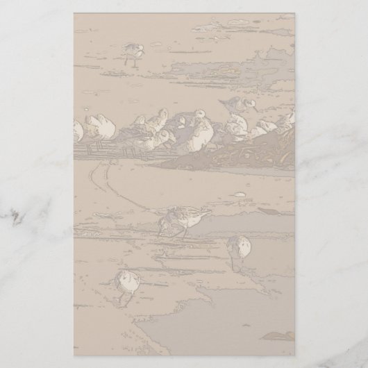 ビーチの砂のパイパーの芸術の文房具 便箋 (正面)