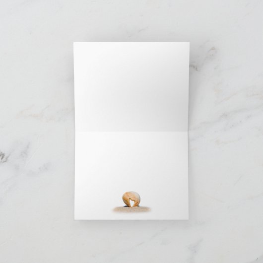 ビーチの砂の上にハートを置いた貝殻 サンキューカード (内部)