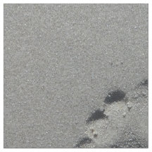 ビーチの砂の写真の生地のはだしの足跡