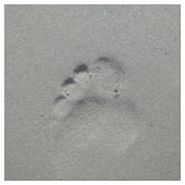 ビーチの砂の写真の生地のはだしの足跡 ファブリック (見本)