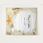 ビーチの砂の城のウェディングフォトバックドロップ タペストリー (正面(横))