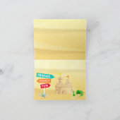 ビーチの砂の城の貝殻は感謝していしています サンキューカード (内部)